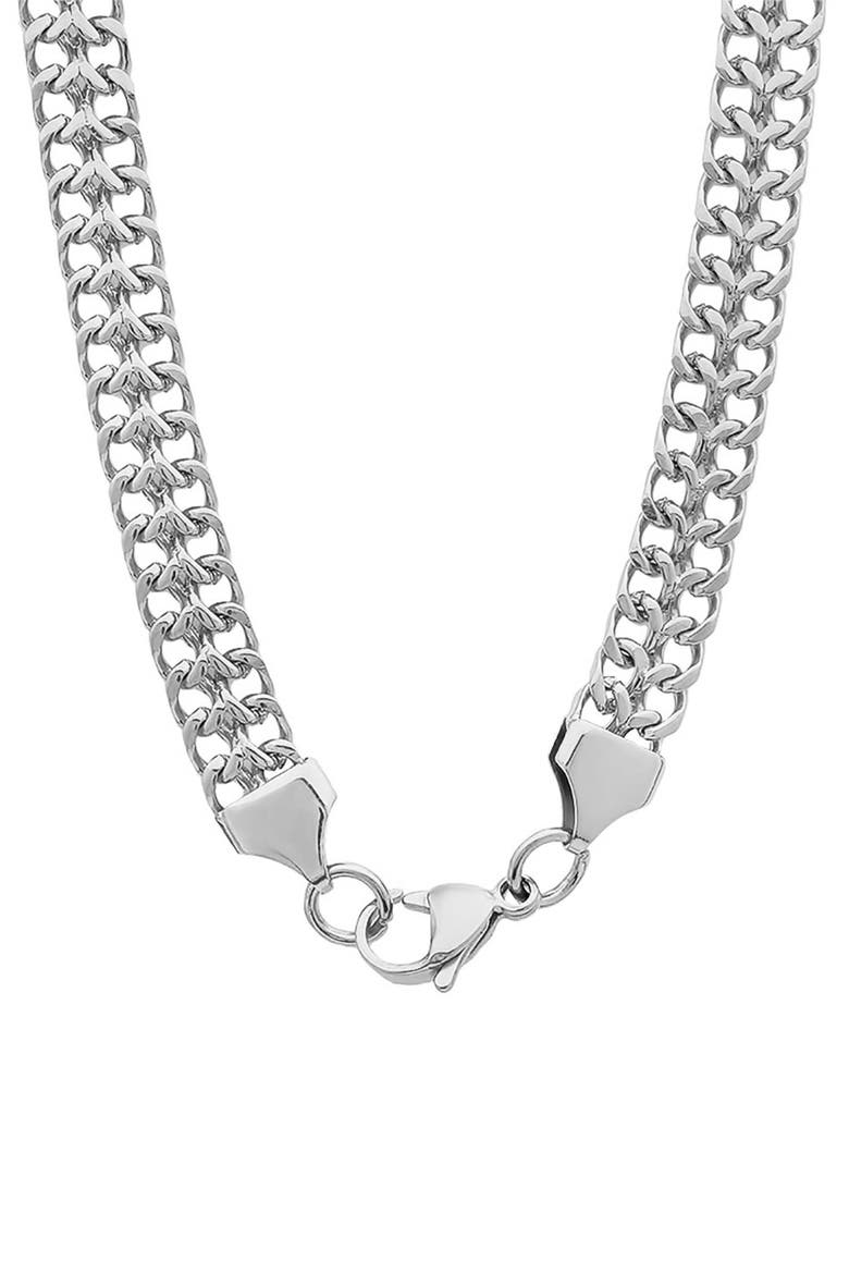 Men's Flat Fancy Link Chain Necklace, Alternate, color, SILVER