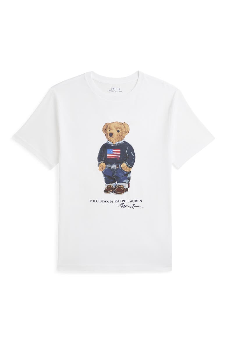 Kid's Patriotic Polo Bear Cotton Graphic T-Shirt, Main, color, WHITE CORE BEAR