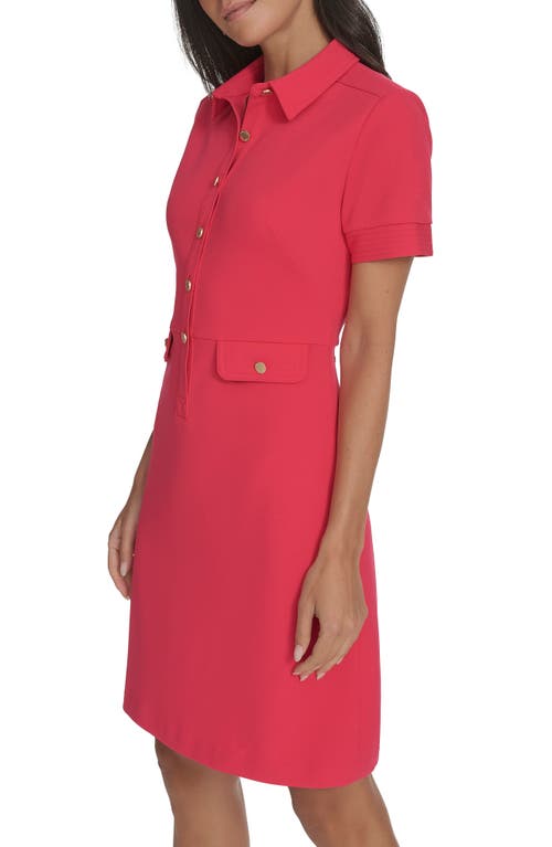 Calvin Klein Short Sleeve Shirtdress In Lipstick