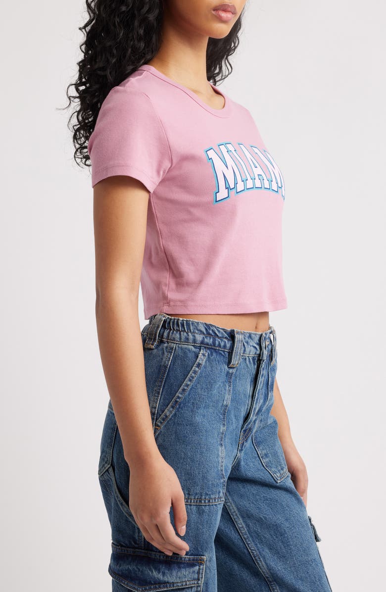 Junk Food Miami Location Cotton Graphic Baby Tee, Alternate, color, Lilas Pink