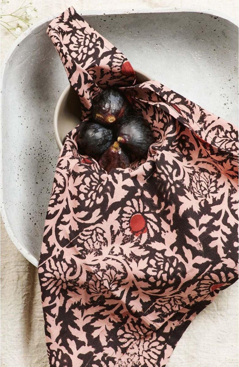 Studio Variously Hummus Floral Wax Block Printe Cotton Table Napkin - Set of 4, Alternate, color, 