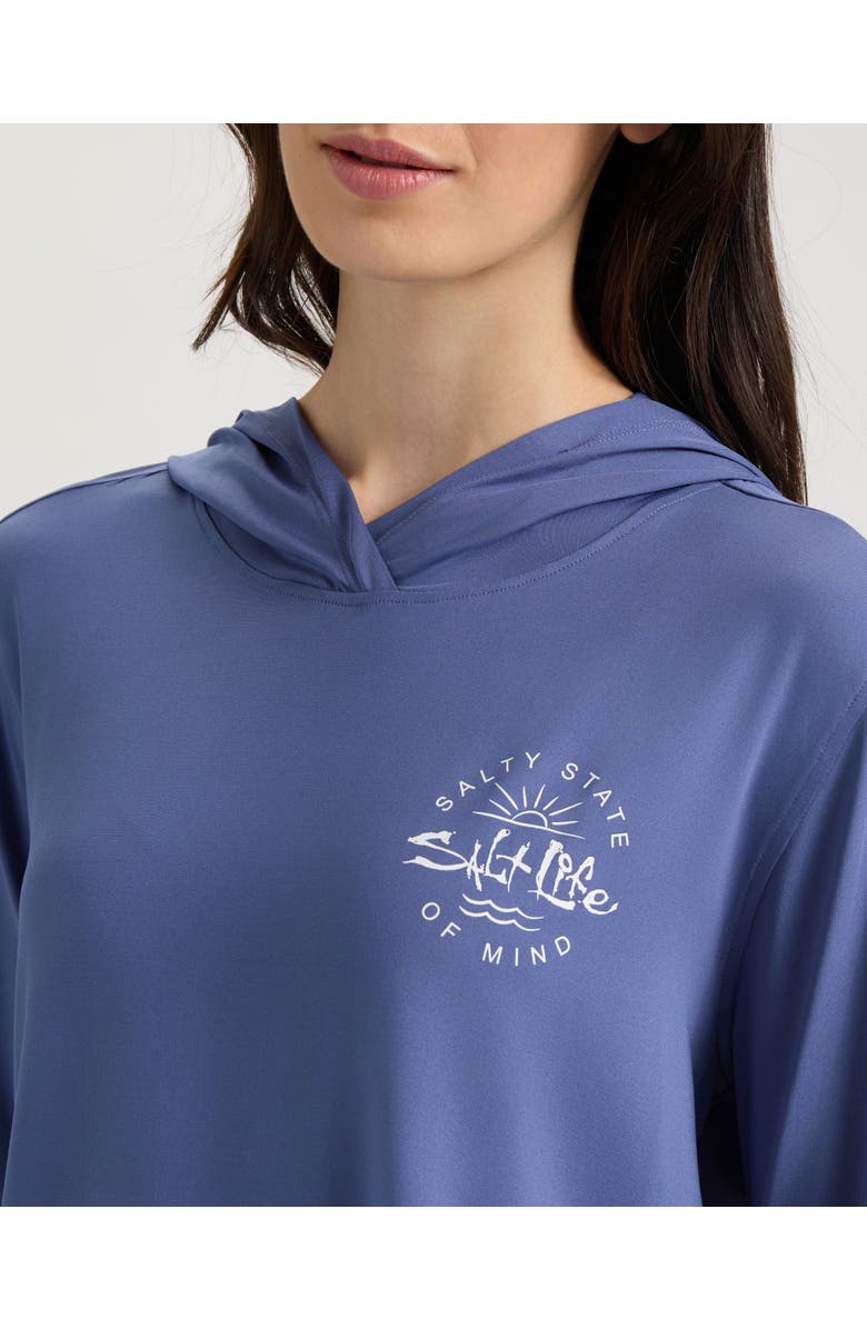 Salt Life Seaglass Bay Performance Hoodie, Alternate, color, Indigo