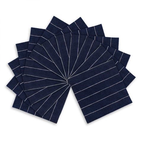 Linen Cocktail Napkins - Pinstripe