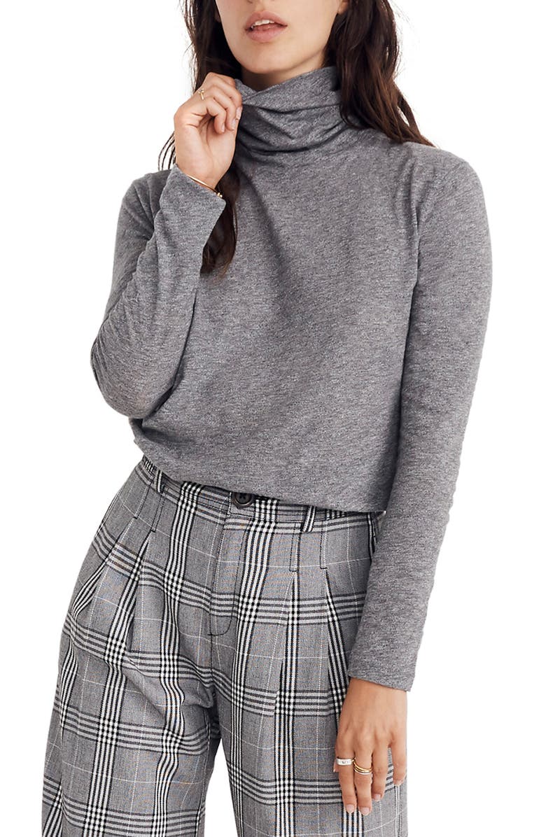 Madewell Whisper Cotton Turtleneck Top, Main, color, 