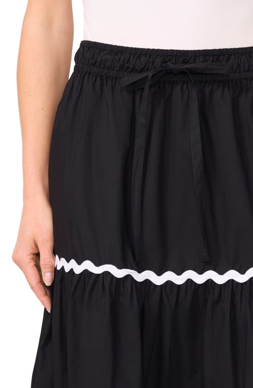 Cece Rickrack Trim Maxi Skirt In Rich Black