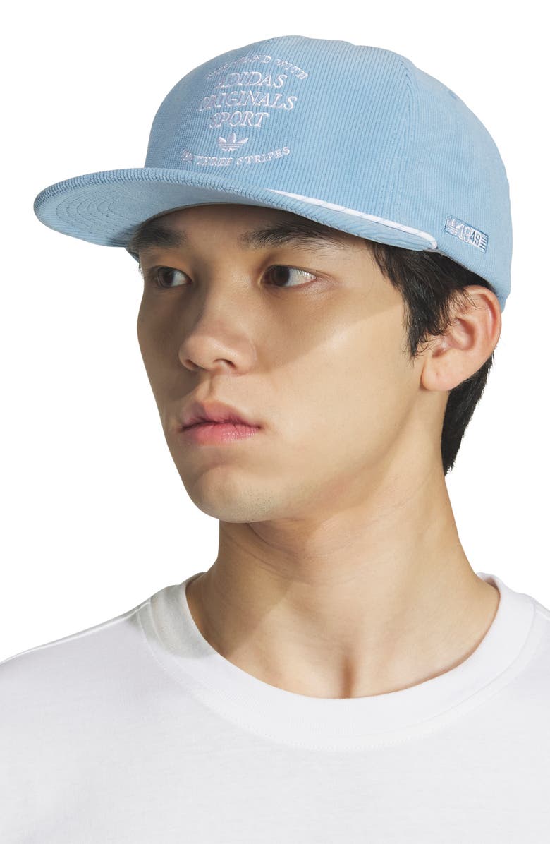 adidas Gender Inclusive Unfair Way Corduroy Baseball Cap, Alternate, color, Ash Blue/ White
