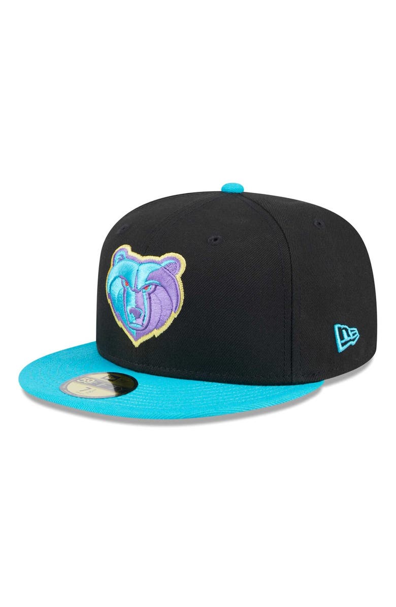 New Era Men's New Era Black/Turquoise Memphis Grizzlies Arcade Scheme 59FIFTY Fitted Hat, Main, color, 