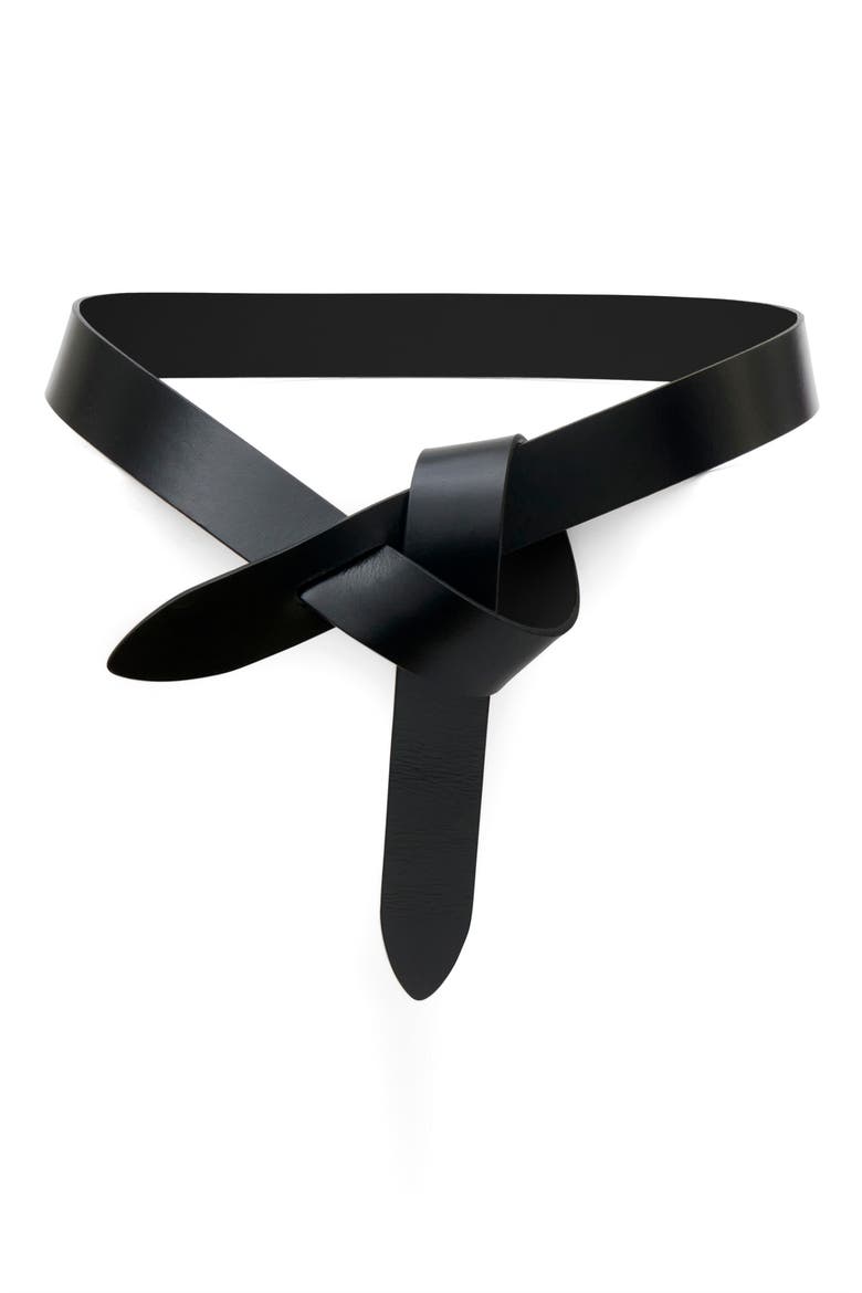 Lecce Knotted Leather Belt, Main, color, BLACK