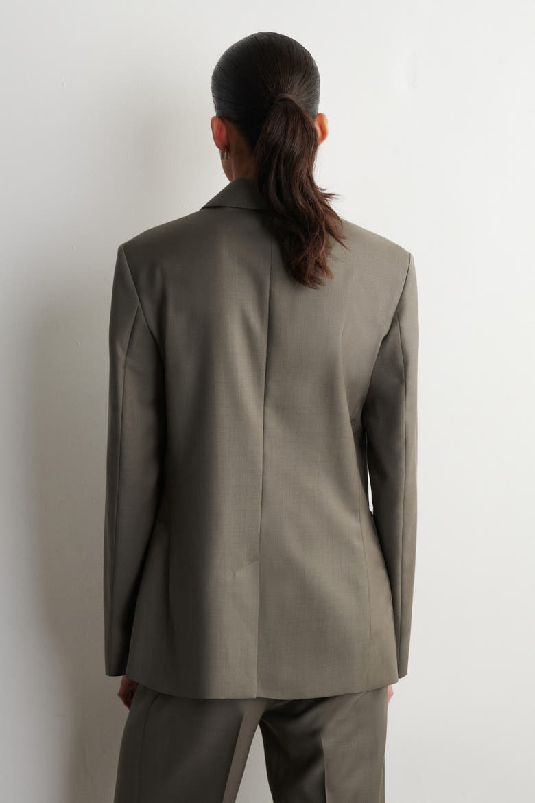 Double-Breasted Wool-Twill Blazer, Alternate, color, TAUPE