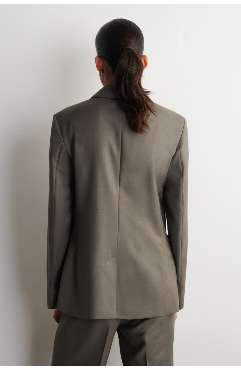 COS Double-Breasted Wool-Twill Blazer, Alternate, color, Taupe