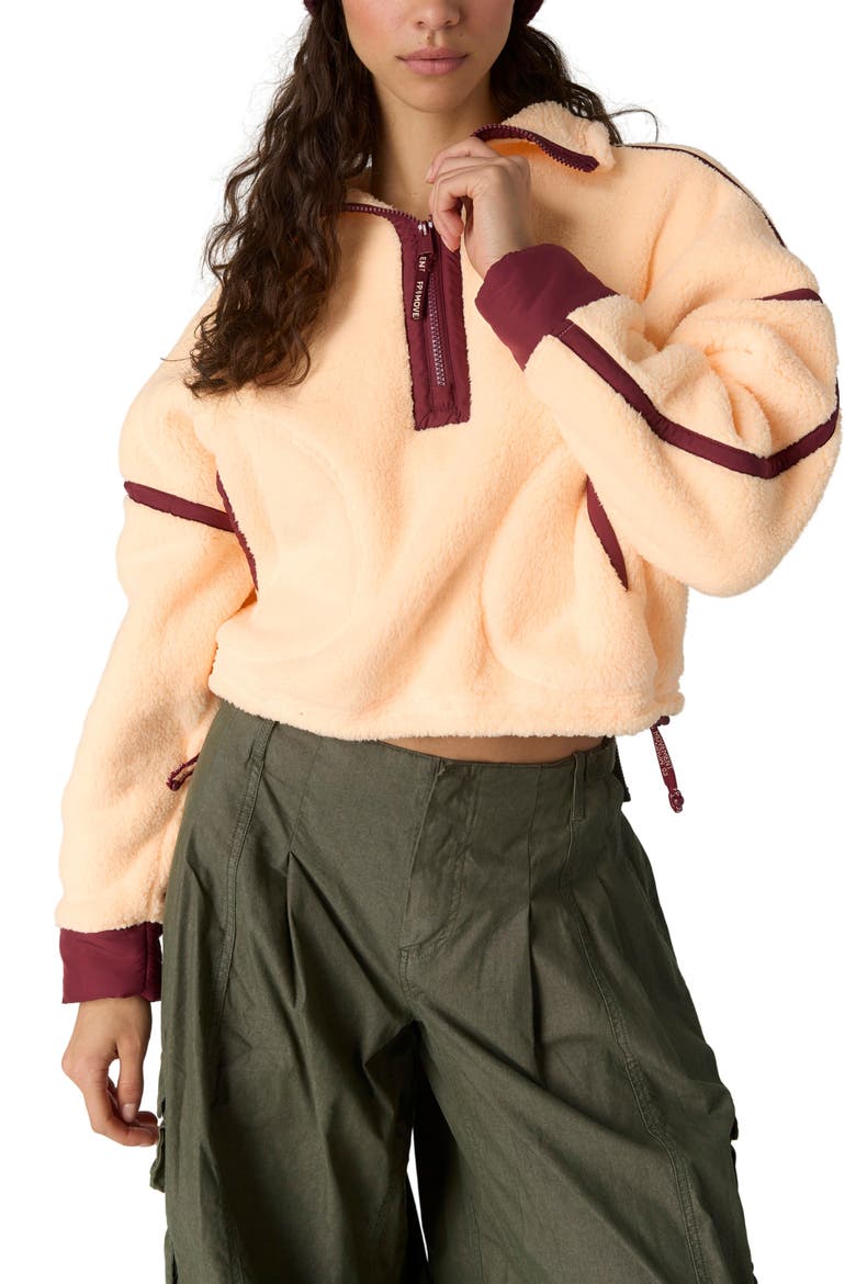 FP Movement Mountain High Fleece Half Zip Pullover, Main, color, PINA COLADA/RED VELV