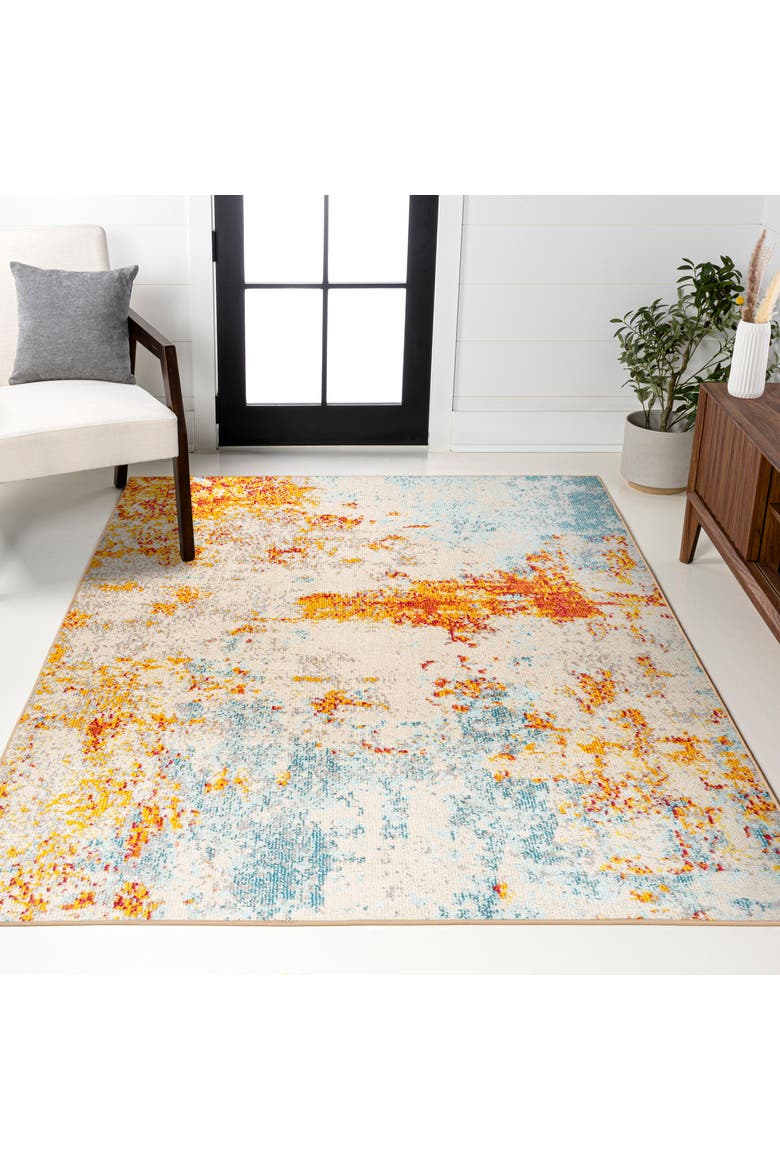 Sunset Modern Abstract Area Rug, Alternate, color, Orange/Multi