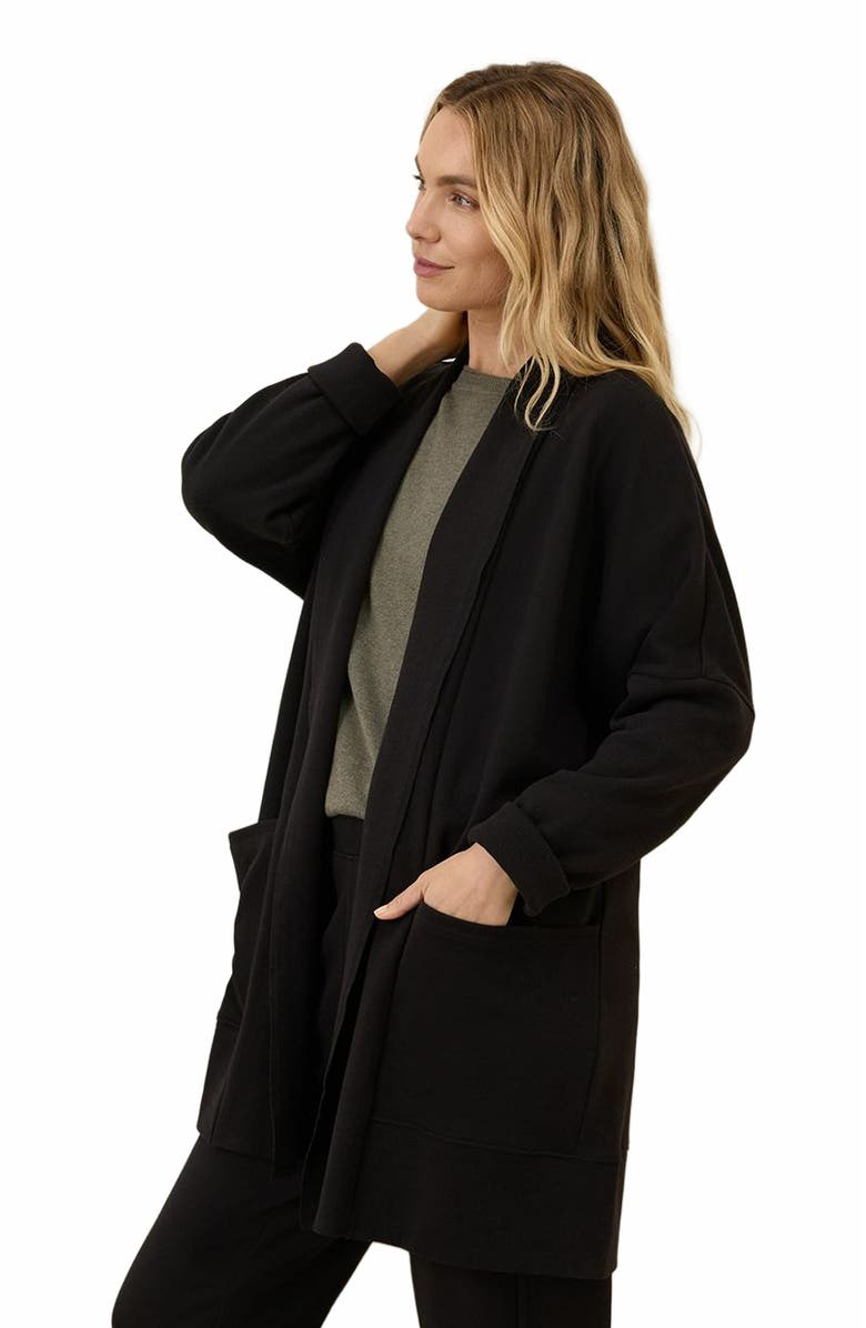 Pact Organic Cotton Airplane Wrap Cardigan, Alternate, color, Black