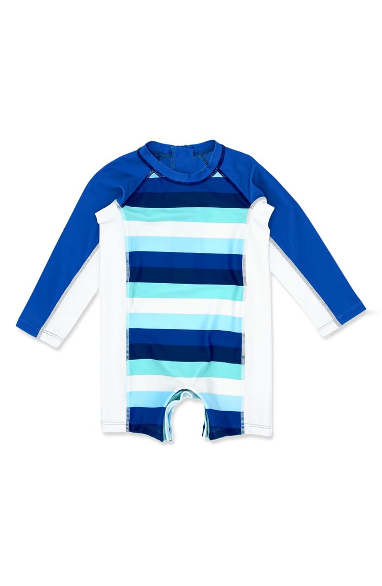 Feather 4 Arrow Shorebreak Stripe Long Sleeve One-Piece Rashguard Swimsuit, Main, color, 