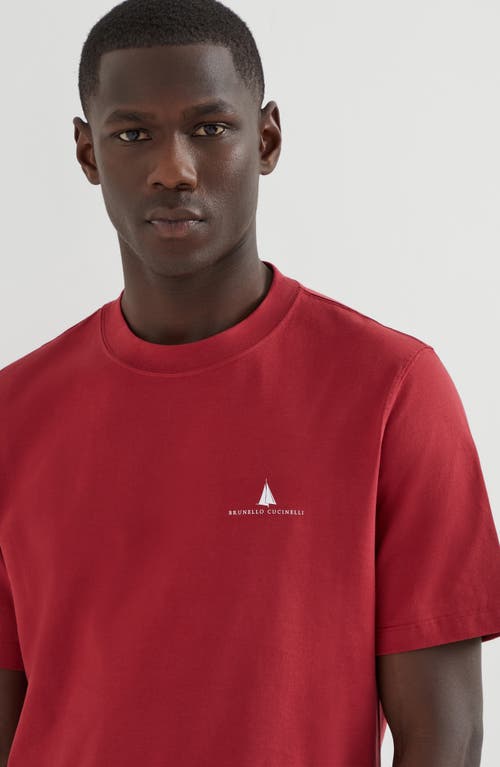 Brunello Cucinelli Slim-fit Logo-print Cotton-jersey T-shirt In Red