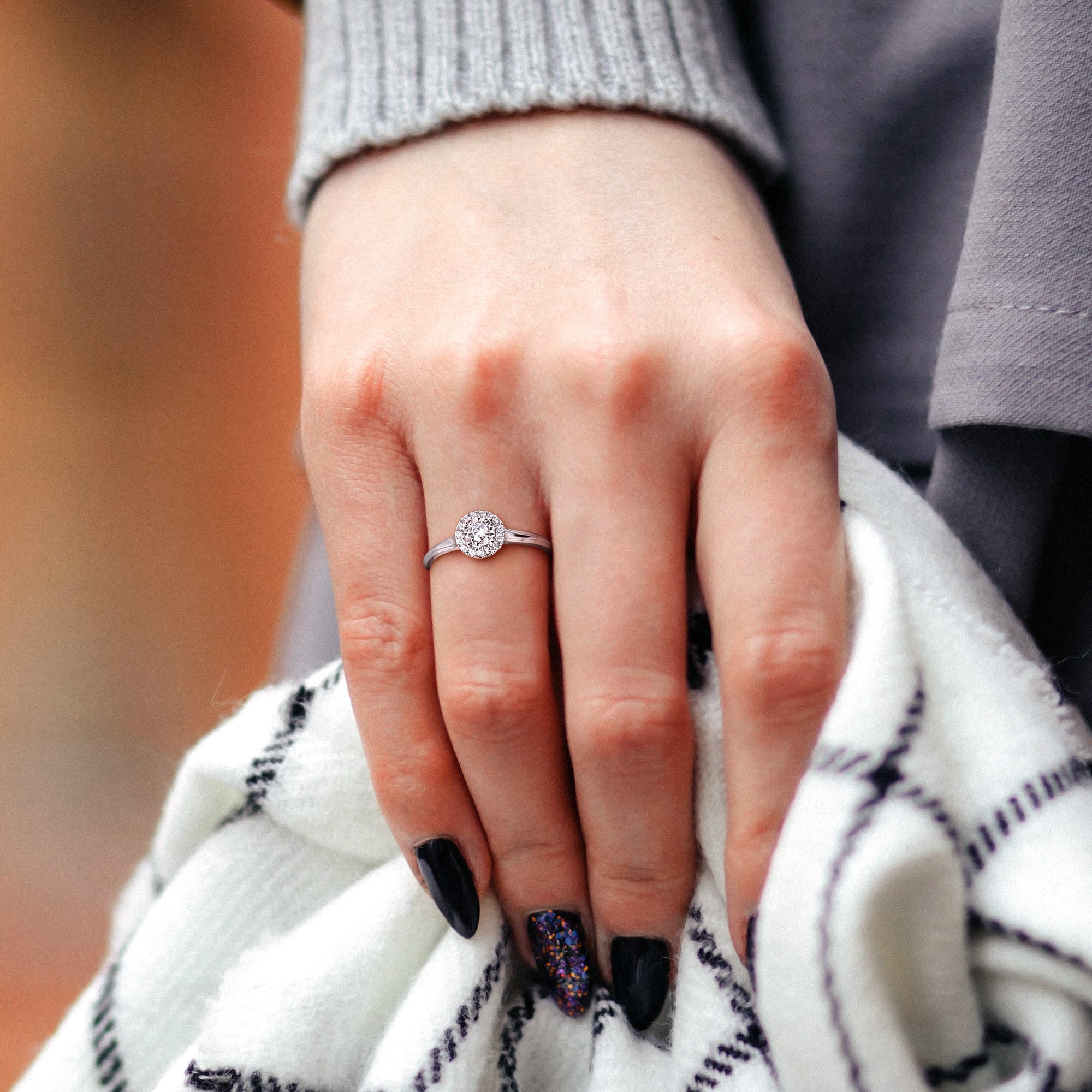Julianna B. Lab-Grown Diamond Halo Ring in White Gold (Women) | Nordstrom