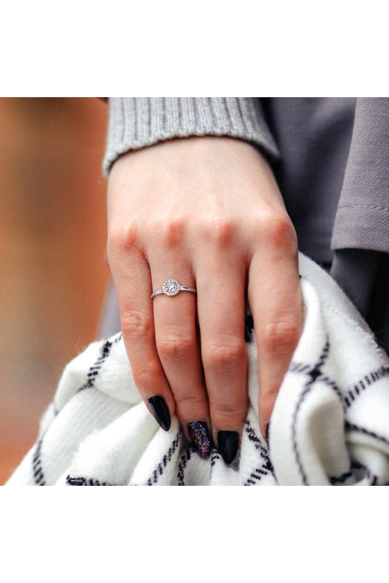 Lab-Grown Diamond Halo Ring in White Gold, Alternate, color, White Gold