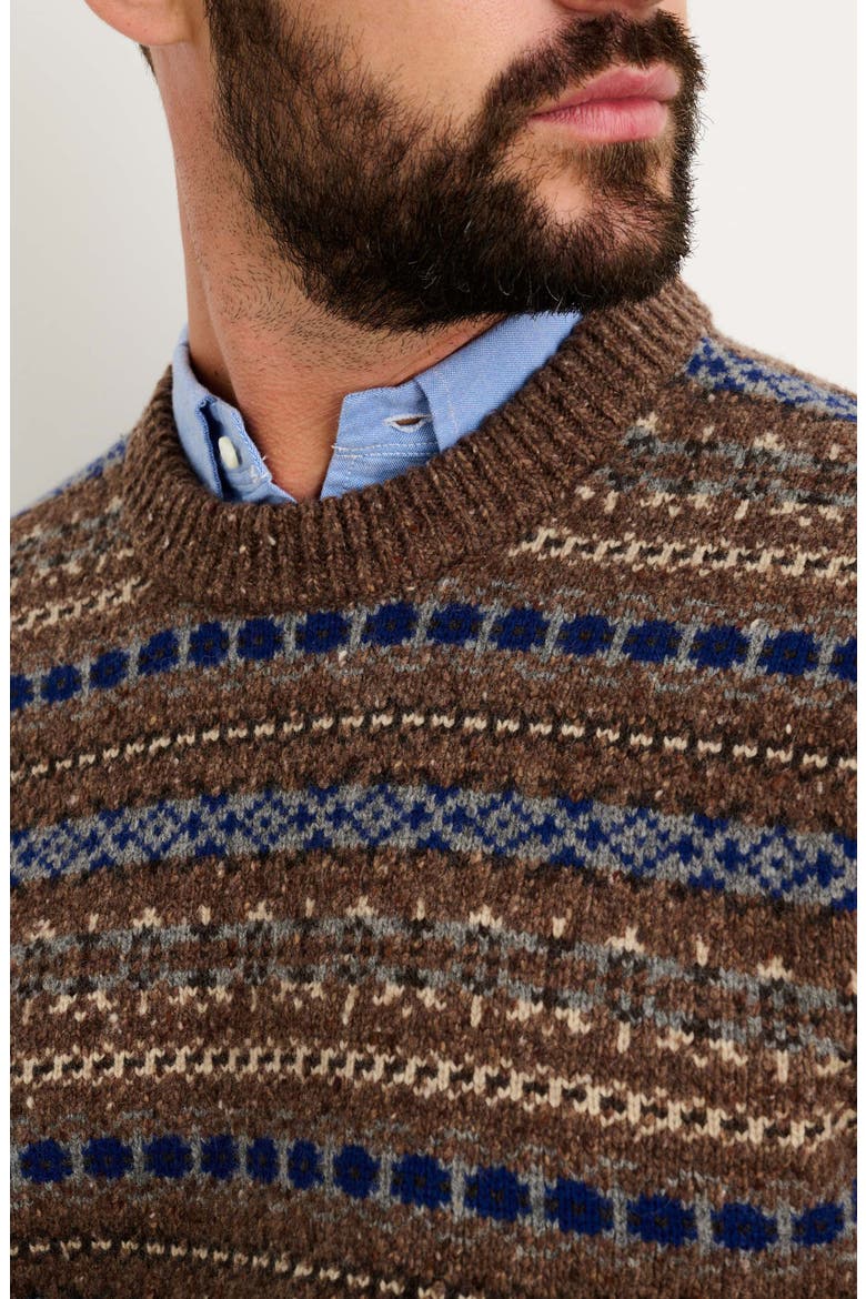 Fair Isle Donegal Crewneck Sweater, Alternate, color, BROWN MULTI