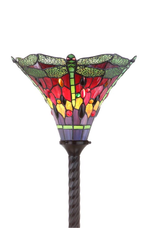 Dragonfly Tiffany-Style 71" Torchiere LED Floor Lamp