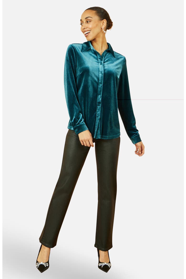 Velvet Relaxed Fit Shirt, Alternate, color, Teal