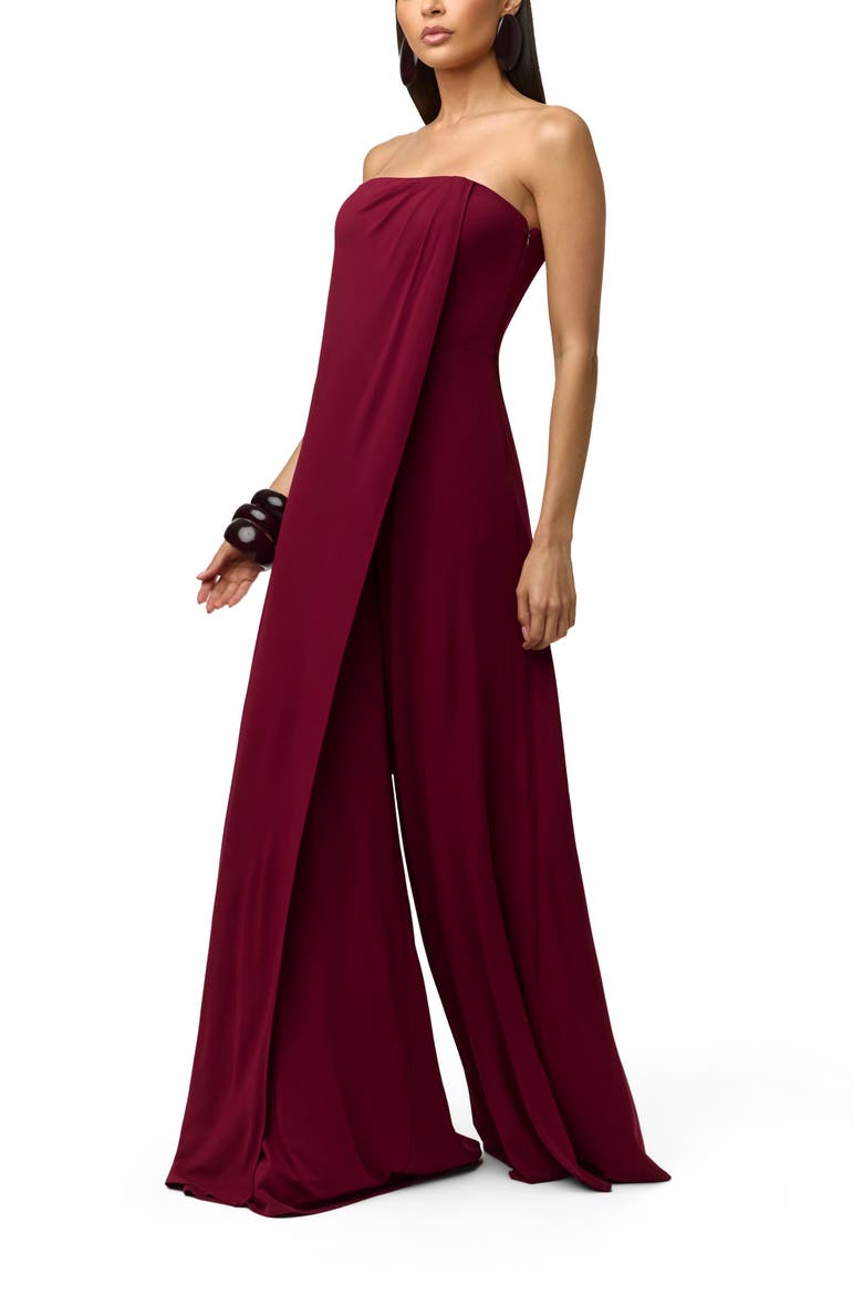 Slinky Strapless Tube Wide Leg Jumpsuit, Alternate, color, SANGRIA
