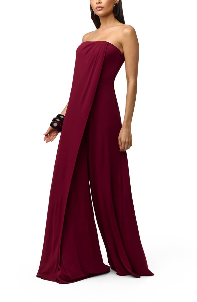 Naked Wardrobe Slinky Strapless Tube Wide Leg Jumpsuit, Alternate, color, Sangria
