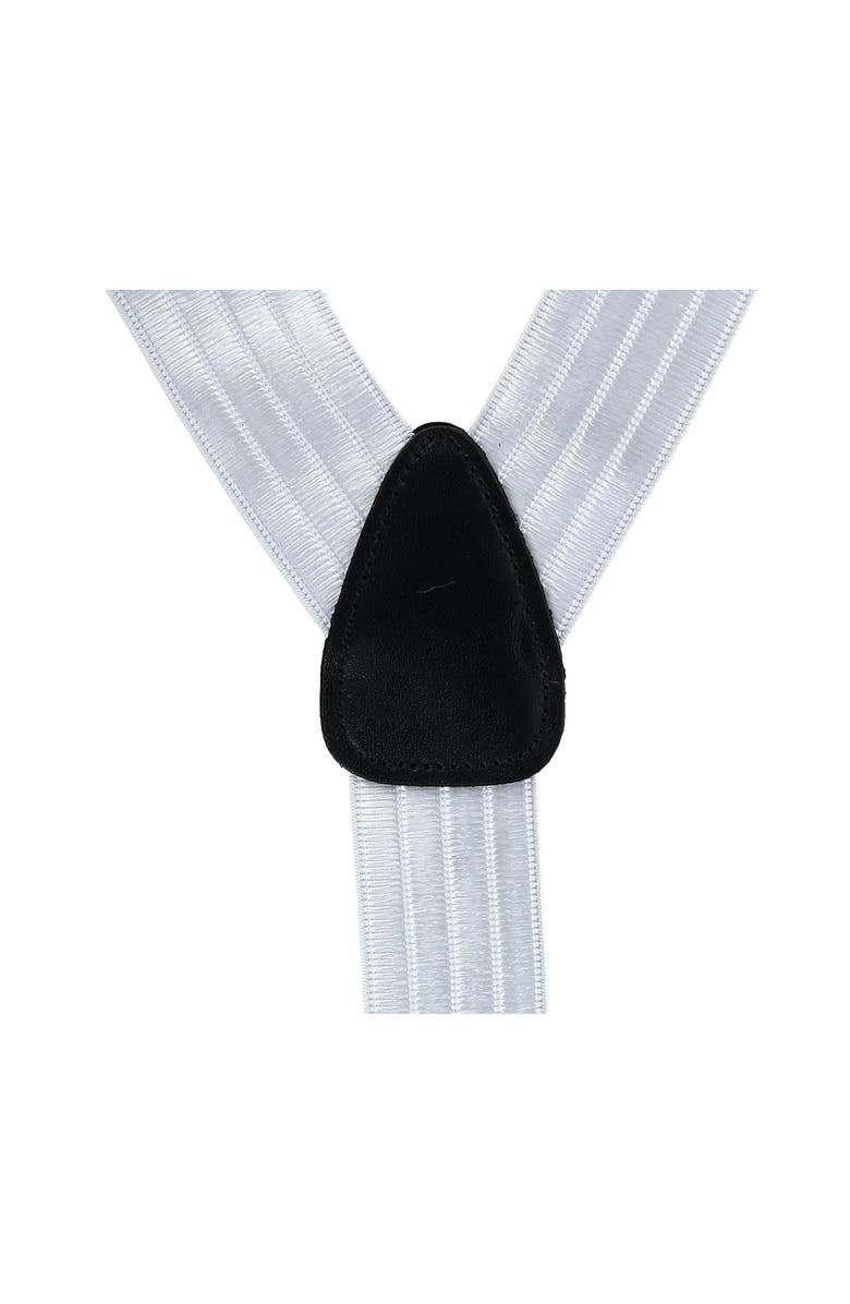 CrookhornDavis Men's Grand Central Satin Stripe Formal Elastic Braces, Alternate, color, White