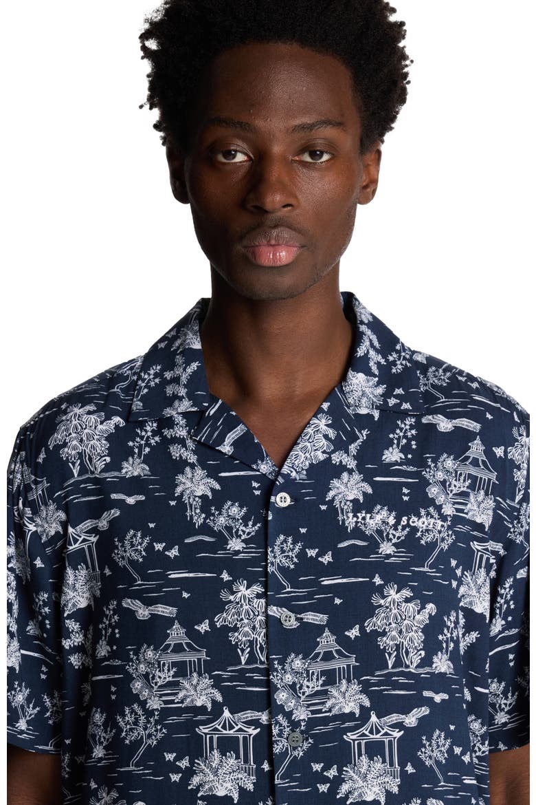 Botanical Garden Print Resort Shirt, Alternate, color, Dark Navy