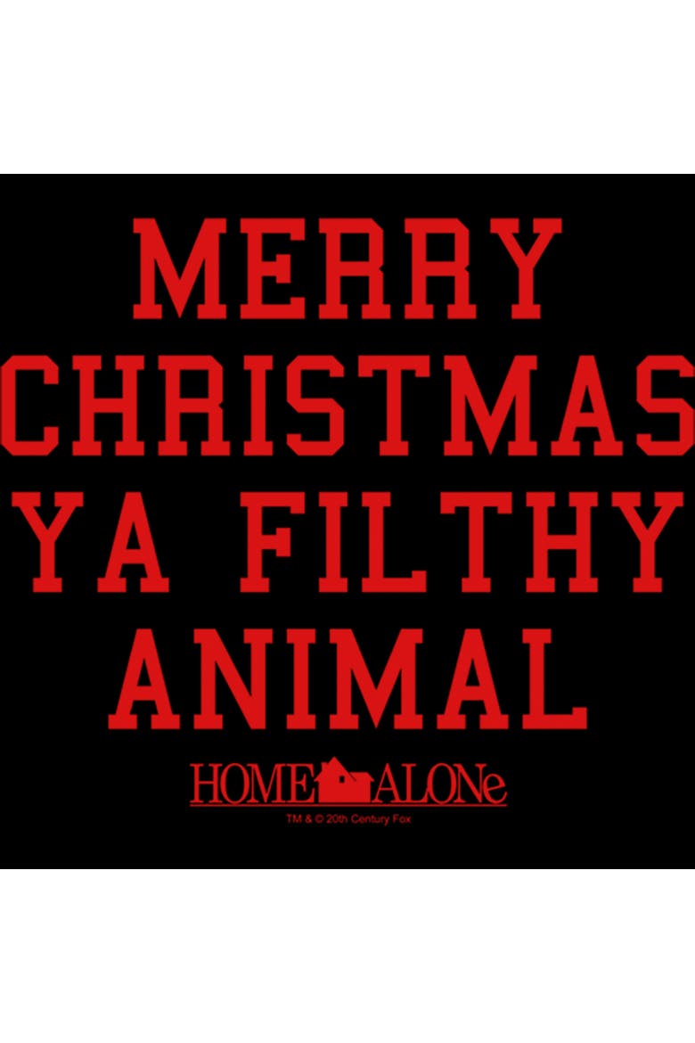 Men's Merry Christmas Ya Filthy Animal Short Sleeve Graphic T-Shirt, Alternate, color, Black
