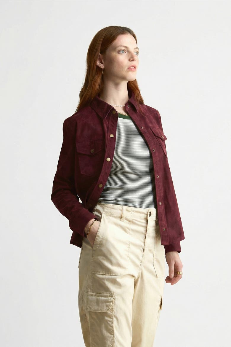 Juliet Suede Shirt, Alternate, color, Burgundy