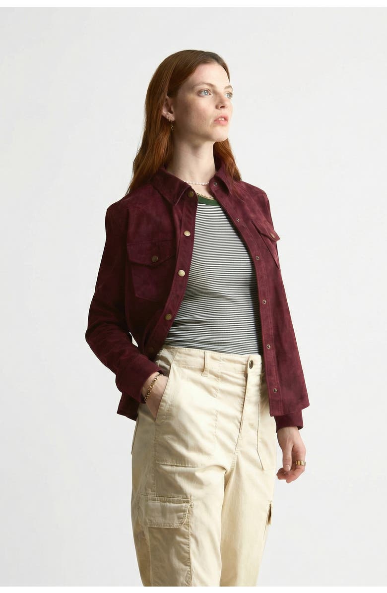FURNIQ UK Juliet Suede Shirt, Alternate, color, Burgundy