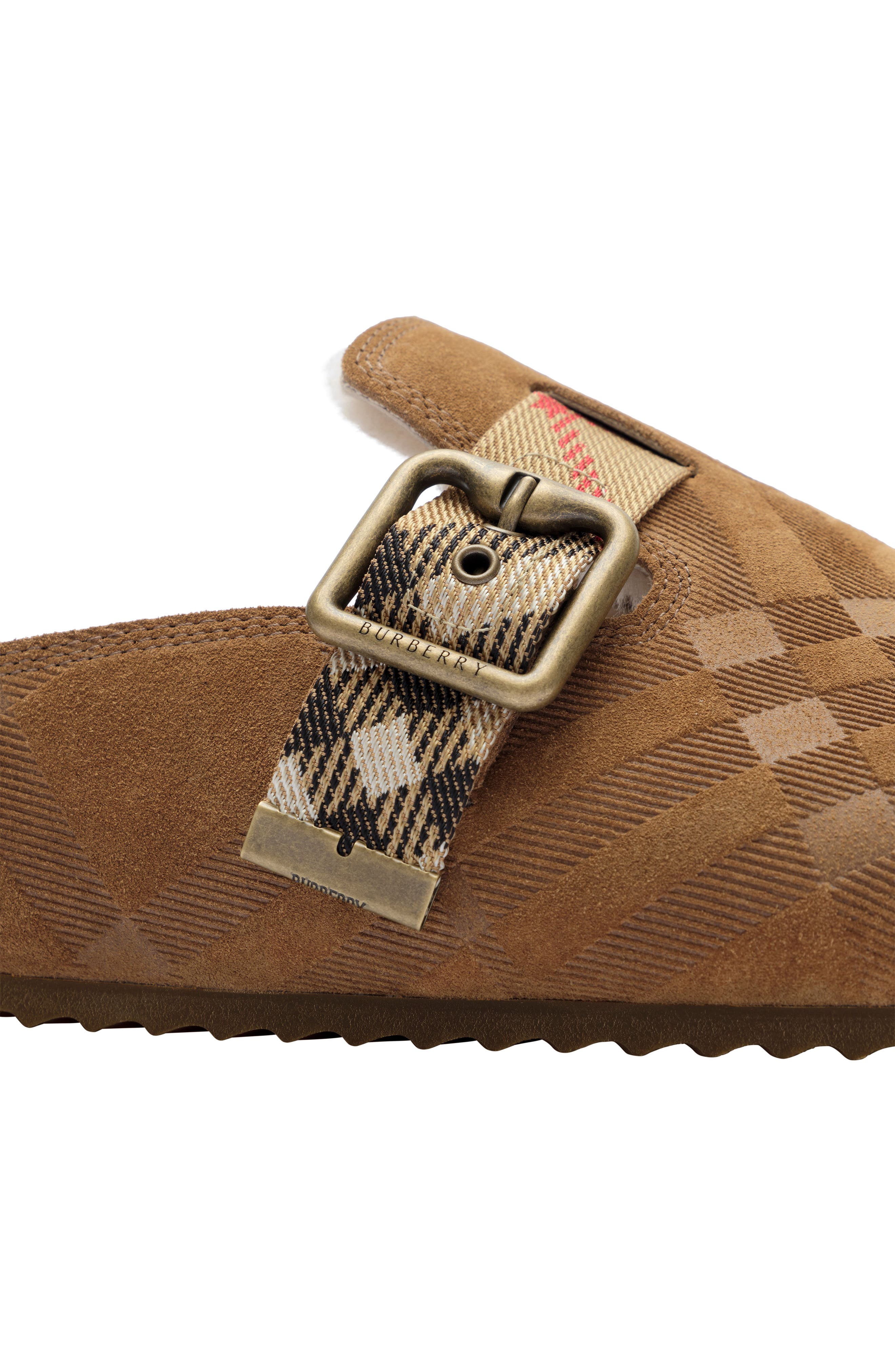 Burberry Urchin Genuine Shearling Mule, Alternate, color, Jute
