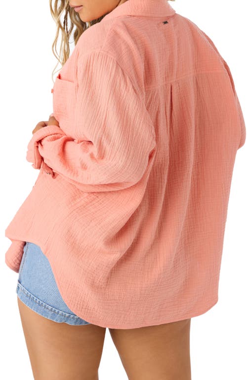 O'neill Leni Oversize Cotton Gauze Button-up Shirt In Canyon Clay