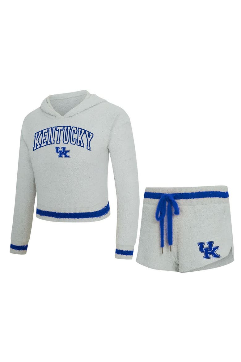 Women's Concepts Sport Gray/Royal Kentucky Wildcats Whitley Long Sleeve Hoodie Top & Shorts Set, Main, color, Gray