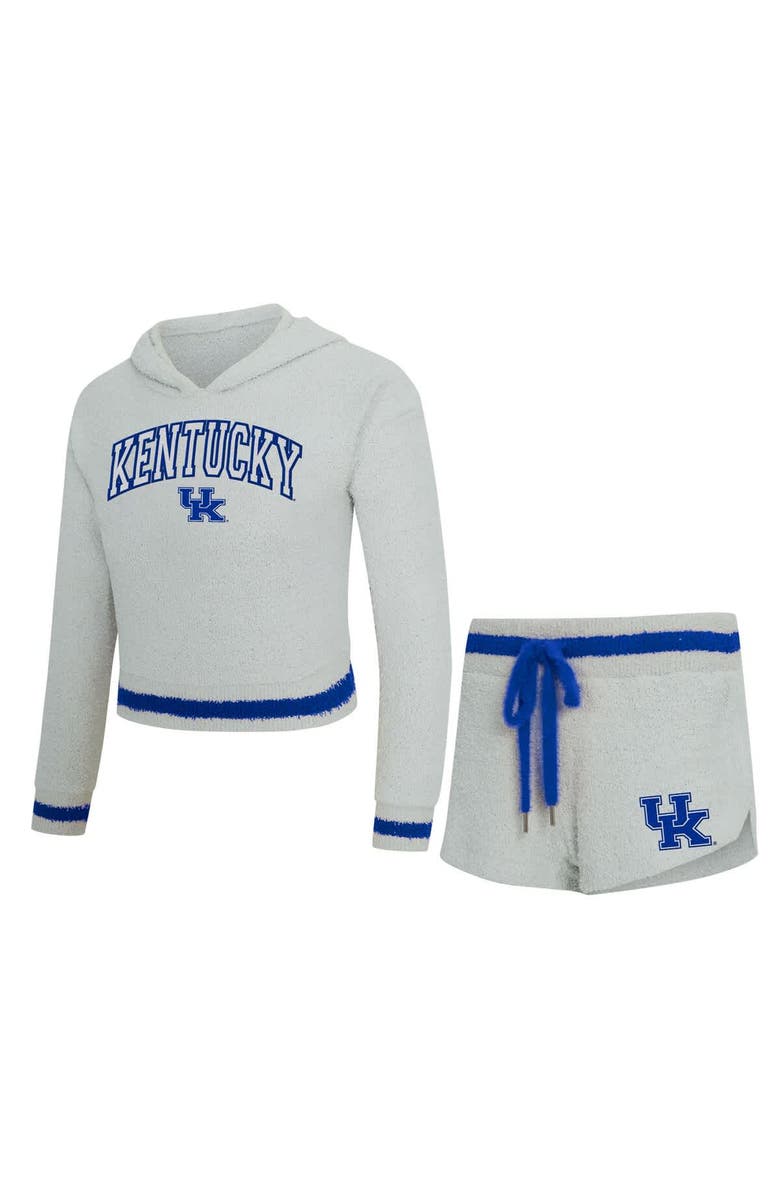 CONCEPTS SPORT Women's Concepts Sport Gray/Royal Kentucky Wildcats Whitley Long Sleeve Hoodie Top & Shorts Set, Main, color, Gray