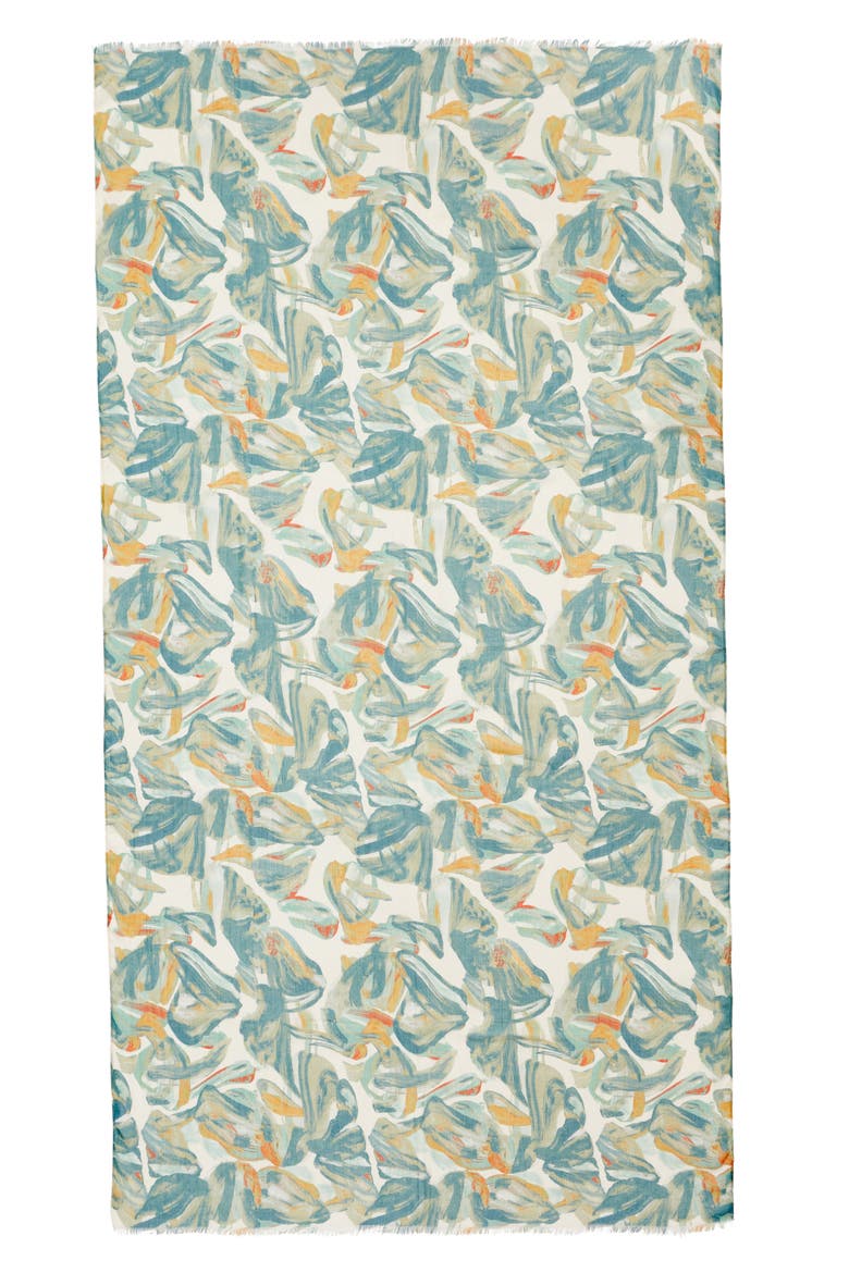 Print Modal & Silk Scarf, Alternate, color, GREEN FLUTTER ABSTRACT