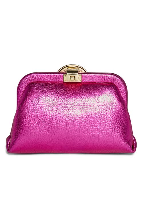 Aimee Mini Full Circle Leather Frame Crossbody Clutch In Black