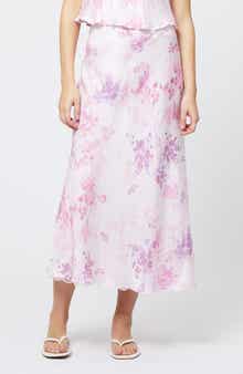 French Connection Elyria Floral Print Satin Midi Skirt