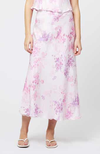 French Connection Elyria Floral Print Satin Midi Skirt