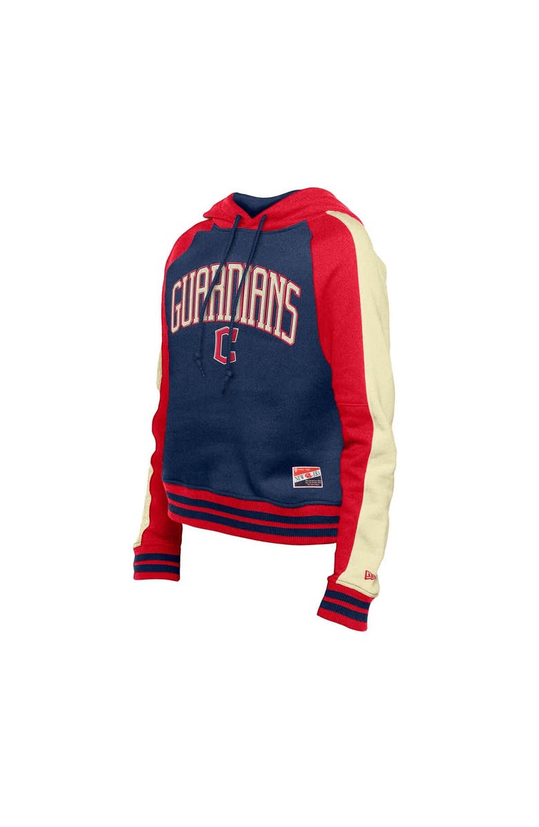 New Era Women's New Era  Navy Cleveland Guardians Cooperstown Collection Cropped Raglan Pullover Hoodie, Alternate, color, 
