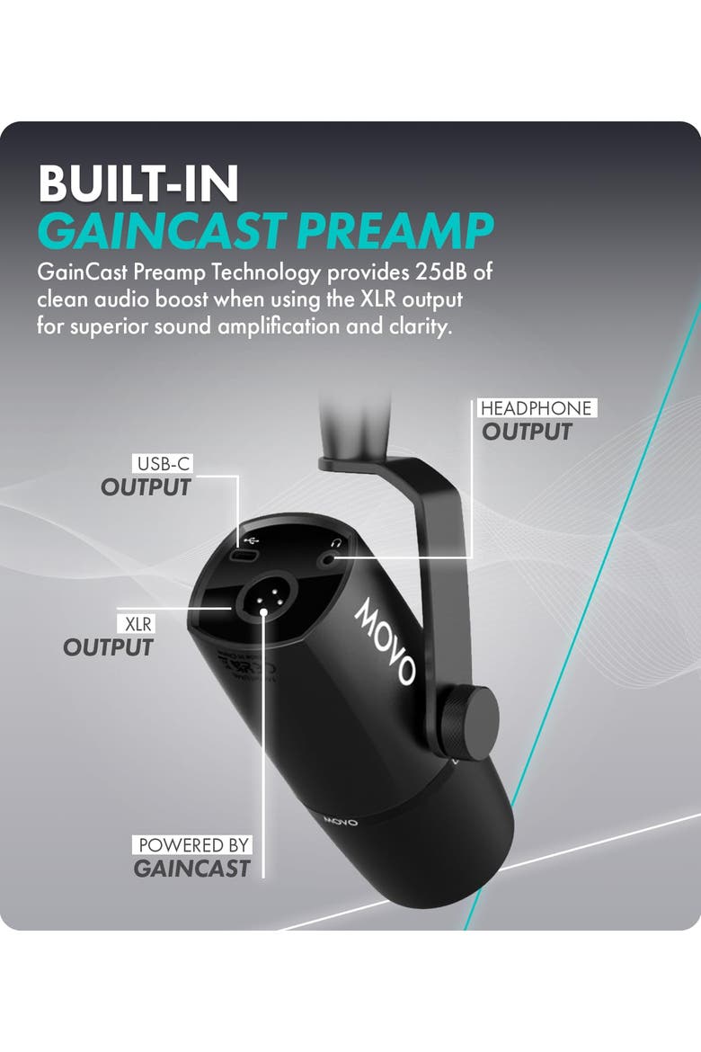 UM6 Dynamic Podcast Microphone with Built-in GainCast Preamp - XLR and USB C Outputs, Alternate, color, Black