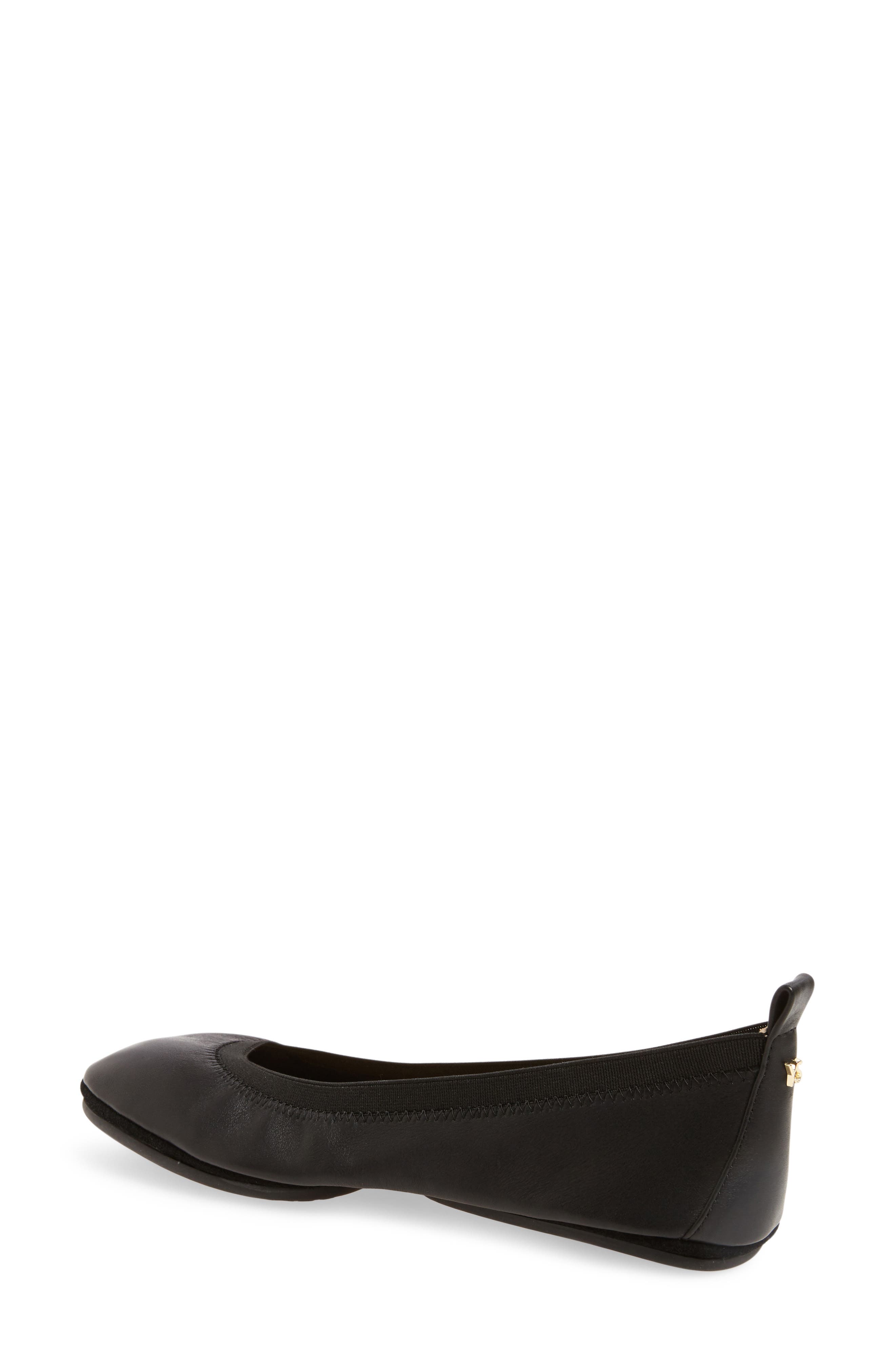 Samara Foldable Ballet Flat, Alternate, color, BLACK/ BLACK LEATHER