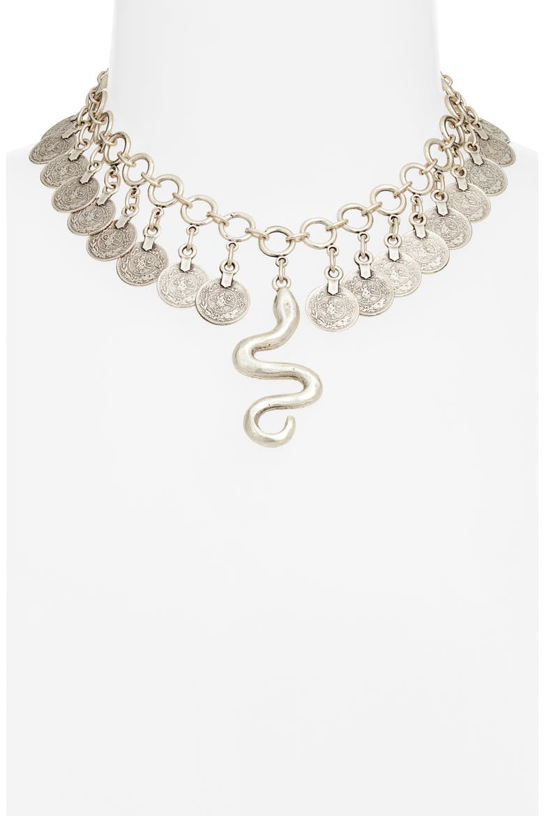Shahmaran Statement Collar Necklace, Alternate, color, SILVER