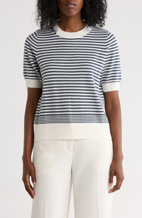 Stripe Short Sleeve Sweater
