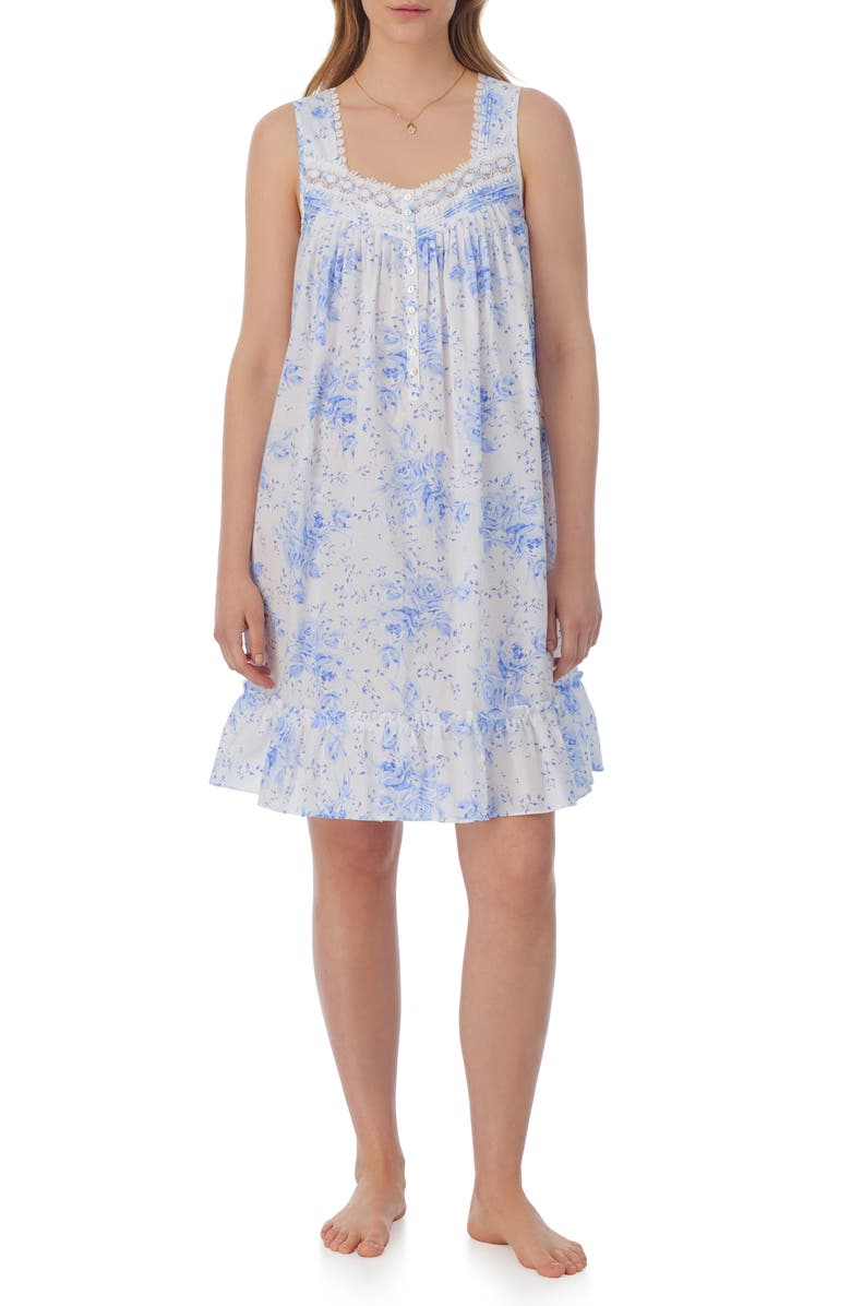 Eileen West Floral Cotton Lawn Chemise, Main, color, 