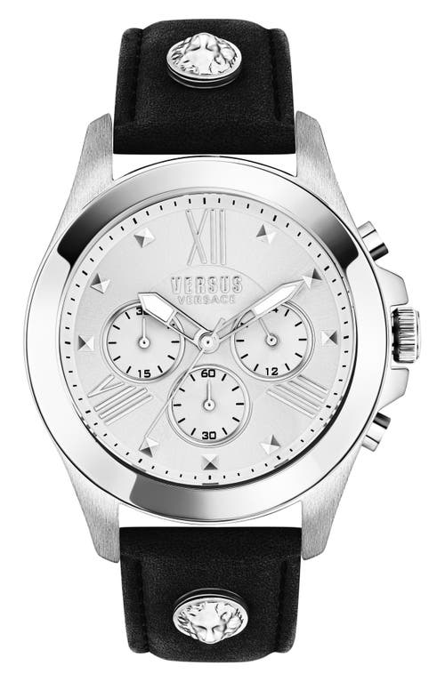 VERSUS Versace Chrono Lion Chronograph Leather Strap Watch, 44mm in Stainless Steel 