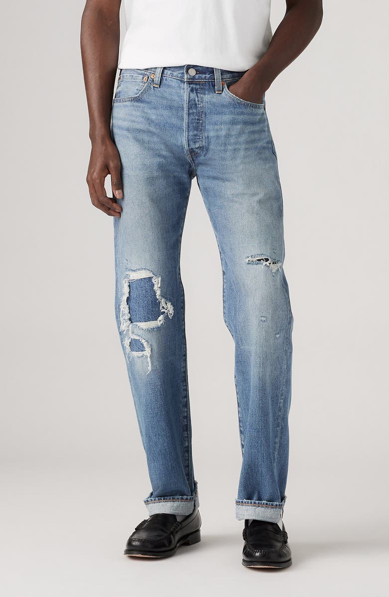 Levi's<sup>®</sup> 501<sup>®</sup> Rip & Repair Original Straight Leg Jeans, Alternate, color, 
