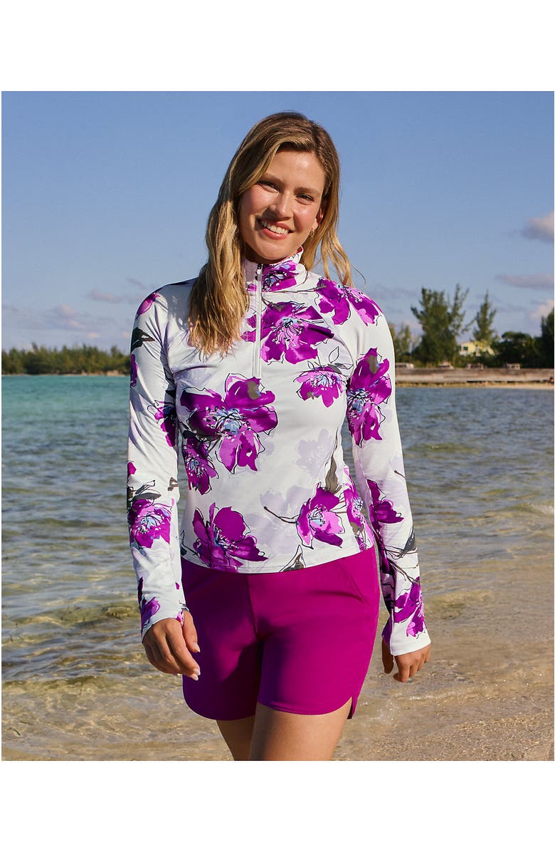Lands' End Long Sleeve Rash Guard Cover-up UPF 50, Alternate, color, White