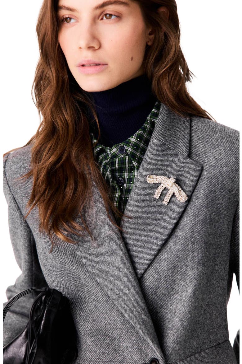 Mid-length wool blend coat, Alternate, color, Grey