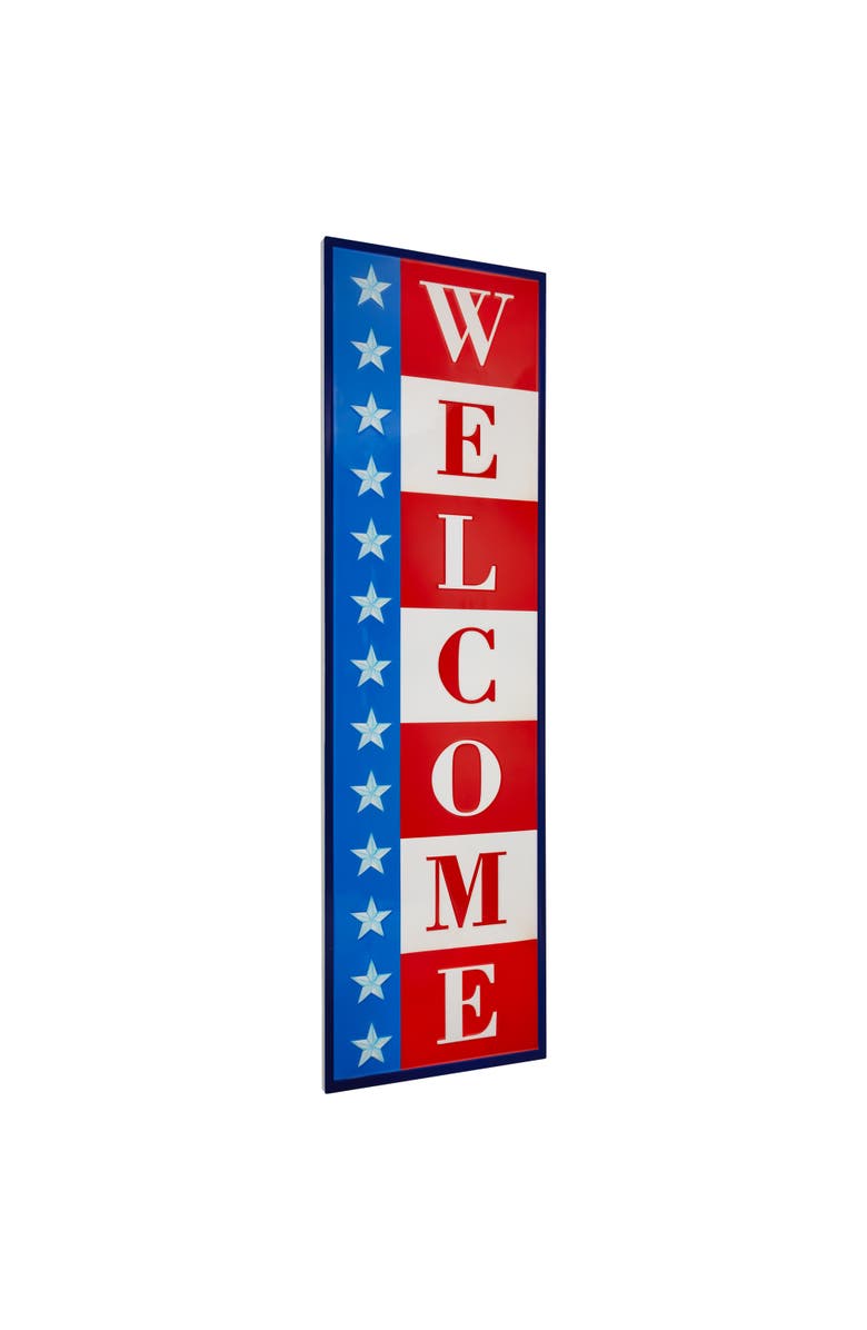 Northlight Americana "Welcome" Metal Porch Board Sign Decoration - 40", Alternate, color, Red